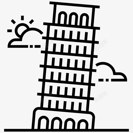 比萨塔钟楼意大利地标图标svg_新图网 https://ixintu.com 意大利地标 斜塔 旅游线路矢量包 比萨塔 比萨斜塔 钟楼