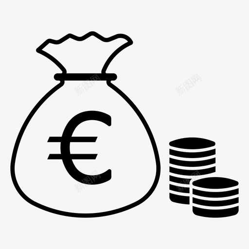 欧元积累现金货币图标svg_新图网 https://ixintu.com 欧元积累 现金 货币 钱袋 黄金
