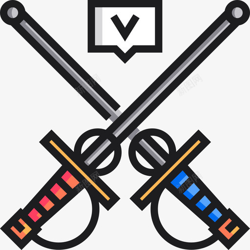 剑杆中世纪24线性颜色图标svg_新图网 https://ixintu.com 中世纪24 剑杆 线性颜色