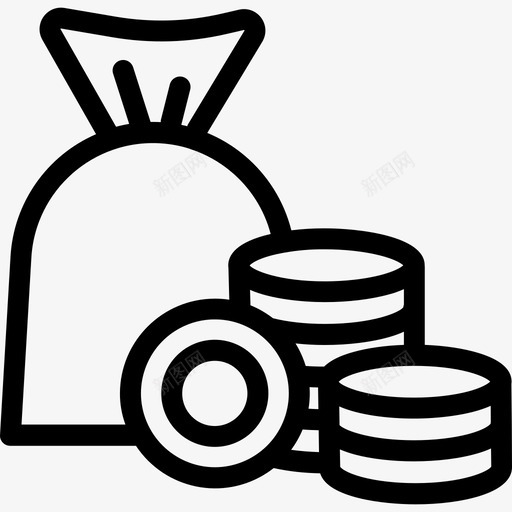 钱袋银行和金融17线性图标svg_新图网 https://ixintu.com 线性 钱袋 银行和金融17