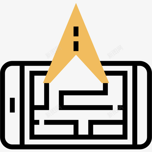 智能手机导航和地图9黄色阴影图标svg_新图网 https://ixintu.com 导航和地图9 智能手机 黄色阴影