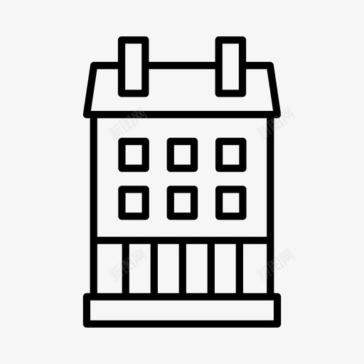 酒馆建筑房子图标svg_新图网 https://ixintu.com 城镇 建筑 房子 联排别墅 酒馆 露台屋