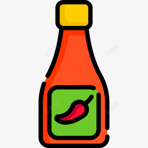 辣椒酱杂货店7原色图标svg_新图网 https://ixintu.com 原色 杂货店7 辣椒酱 酱料瓶