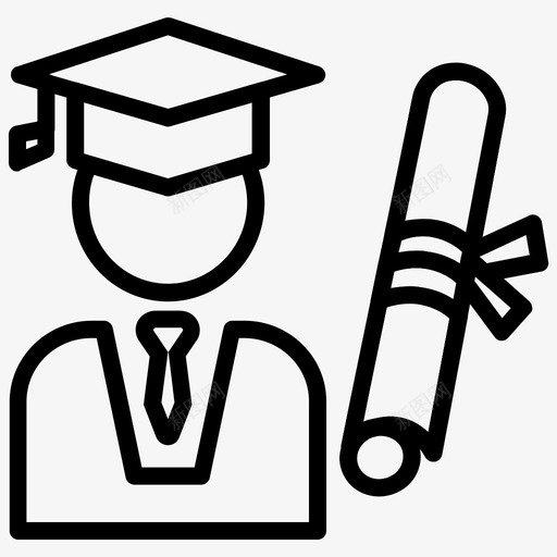 学者证书学位图标svg_新图网 https://ixintu.com 商业2外线中风 学位 学历 学者 毕业 证书