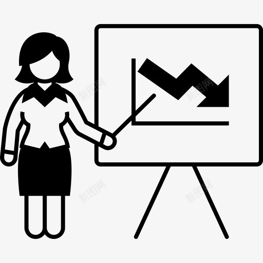 业务下降图破产女商人图标svg_新图网 https://ixintu.com 业务下降图 减少 图形 女商人 女高管 破产