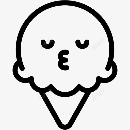 吻表情情感图标svg_新图网 https://ixintu.com 冰淇淋 冰淇淋卷3个表情线 吻 情感 感觉 表情