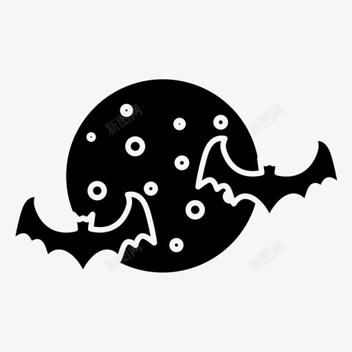 蝙蝠月亮夜晚图标svg_新图网 https://ixintu.com 可怕 夜晚 月亮 蝙蝠