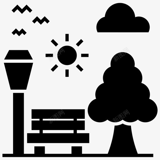 花园园艺地貌图标svg_新图网 https://ixintu.com 公园 园艺 地貌 山谷 自然景观雕文图标包 花园