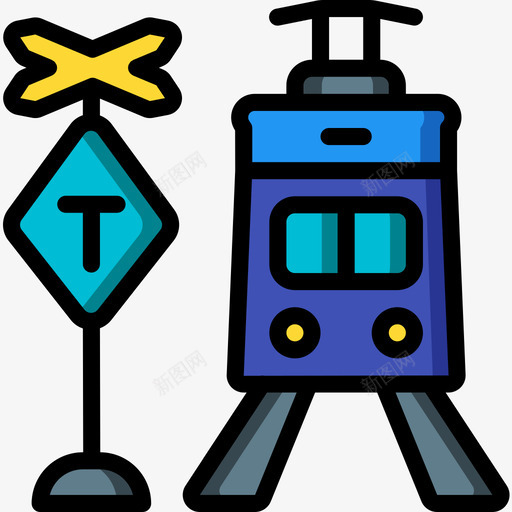 有轨电车城市生活5线性颜色图标svg_新图网 https://ixintu.com 城市生活5 有轨电车 线性颜色