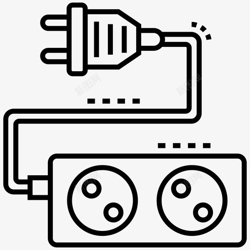 延长线连接器电线图标svg_新图网 https://ixintu.com 延长线 技术设备线路图标 电源延长线 电源板 电线 跳闸线 连接器