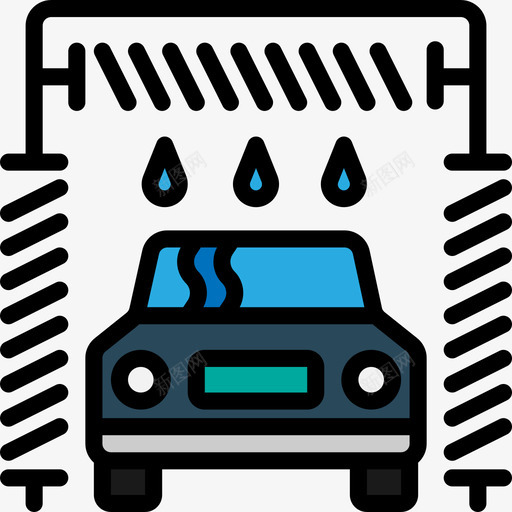 洗车修车4线条颜色图标svg_新图网 https://ixintu.com 修车4 洗车 线条颜色
