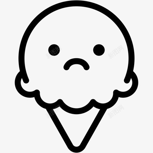悲伤表情情绪图标svg_新图网 https://ixintu.com 冰淇淋 冰淇淋卷3个表情线 悲伤 情绪 感觉 表情