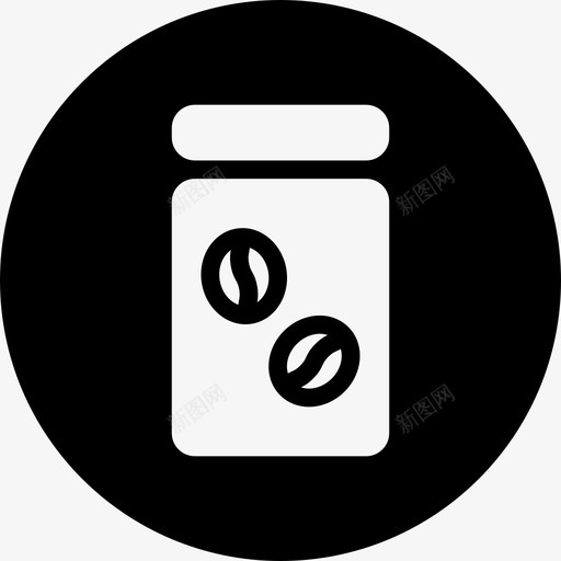 咖啡瓶子咖啡豆图标svg_新图网 https://ixintu.com 咖啡 咖啡豆 杂货店圆形填充 瓶子