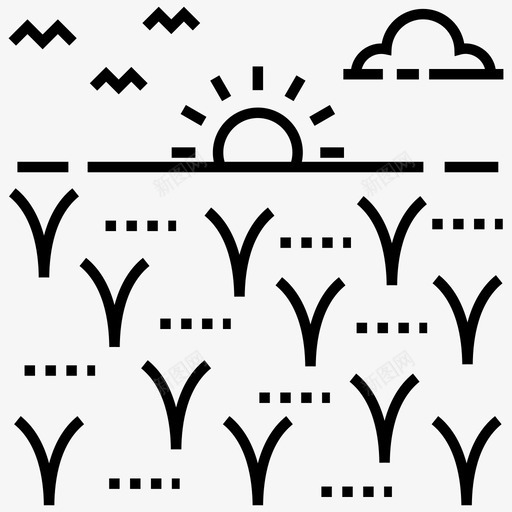田野晨曦日出图标svg_新图网 https://ixintu.com 日出 晨曦 田野 自然景观线图标包 阳光