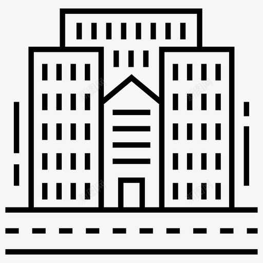 建筑商业中心已建住宅图标svg_新图网 https://ixintu.com 办公企业 商业中心 已建住宅 建筑 数字经济线图标