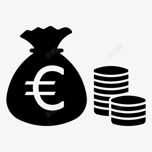 欧元积累现金货币图标svg_新图网 https://ixintu.com 欧元积累 现金 货币 钱袋 黄金
