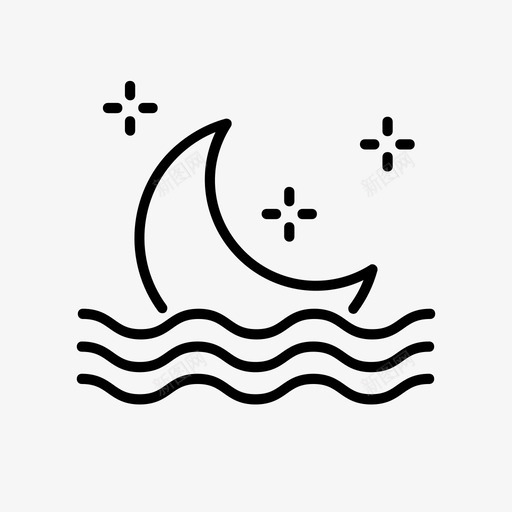 月出月落夜海图标svg_新图网 https://ixintu.com 夜海 天气 月出 月落
