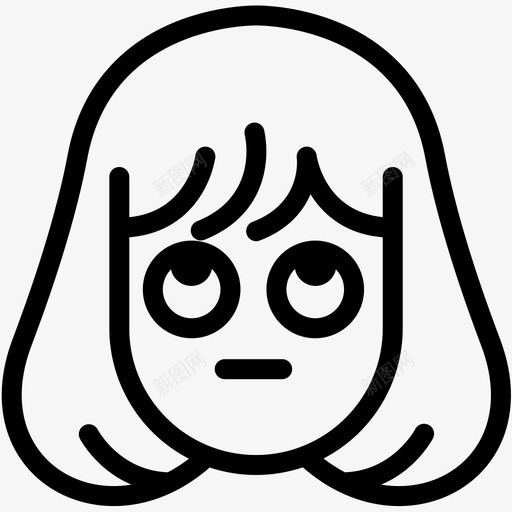滚动的眼睛表情情感图标svg_新图网 https://ixintu.com 女人 女人6个表情线 情感 感觉 滚动的眼睛 脸 表情