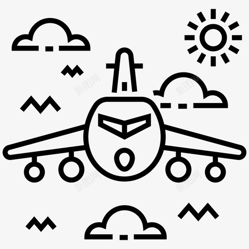 飞机航空运输航空旅行图标svg_新图网 https://ixintu.com 旅游线路矢量包 着陆飞机 航空旅行 航空运输 飞机