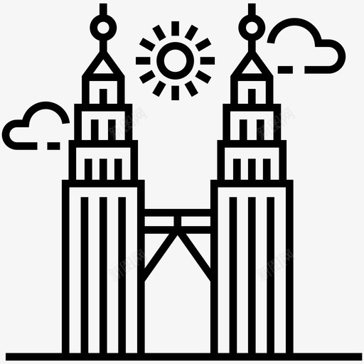 双塔建筑吉隆坡图标svg_新图网 https://ixintu.com 双塔 吉隆坡 建筑 旅游线路矢量包 马来西亚国家石油公司双塔 马来西亚地标