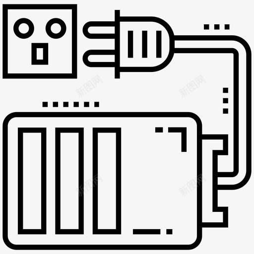 延长线连接器电线图标svg_新图网 https://ixintu.com 延长线 技术设备线图标 电源延长线 电线 跳闸线 连接器