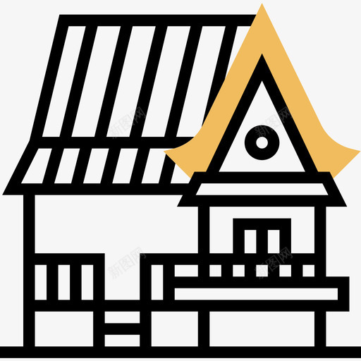 房子泰国符号黄色阴影图标svg_新图网 https://ixintu.com 房子 泰国符号 黄色阴影