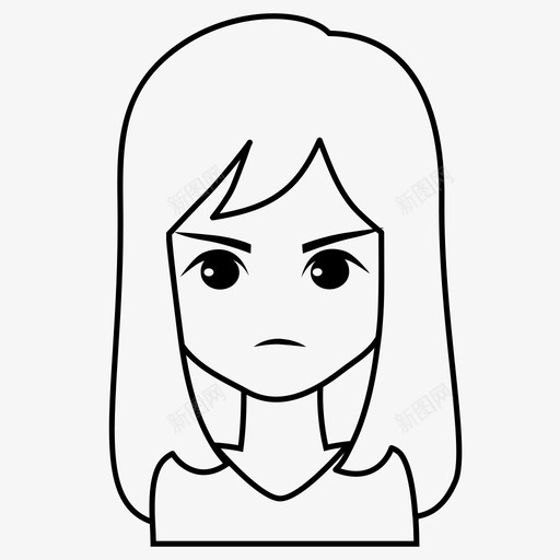 疯狂表情女孩图标svg_新图网 https://ixintu.com 头发 女孩 疯狂 表情 长发 长发女孩表情