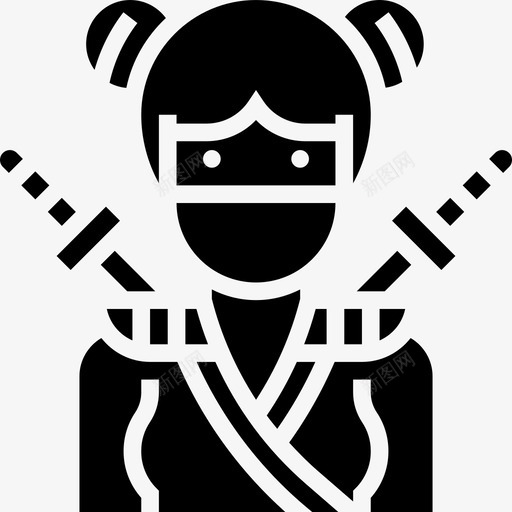 女孩忍者元素雕文图标svg_新图网 https://ixintu.com 女孩 忍者元素 雕文