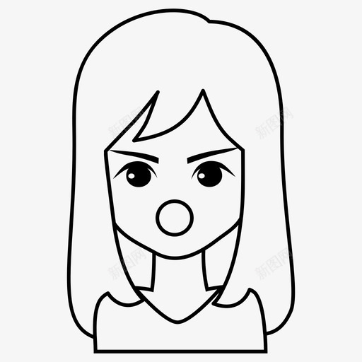 疯狂表情女孩图标svg_新图网 https://ixintu.com 头发 女孩 疯狂 表情 长发 长发女孩表情