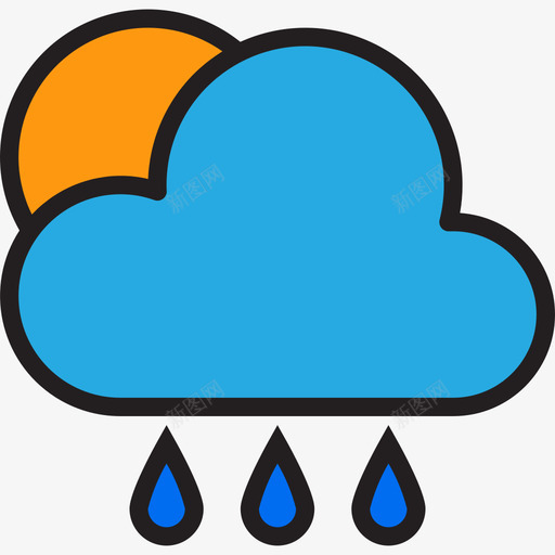 下雨天气110线颜色图标svg_新图网 https://ixintu.com 下雨 天气110 线颜色