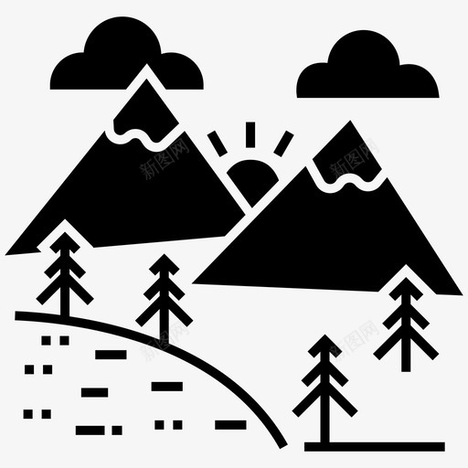 丘陵地小山站地形图标svg_新图网 https://ixintu.com 丘陵地 地形 小山站 景观 自然景观雕文图标包 雪山