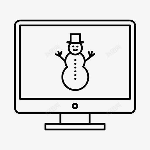 雪人液晶显示器冬天图标svg_新图网 https://ixintu.com 冬天 天气 液晶显示器 雪人
