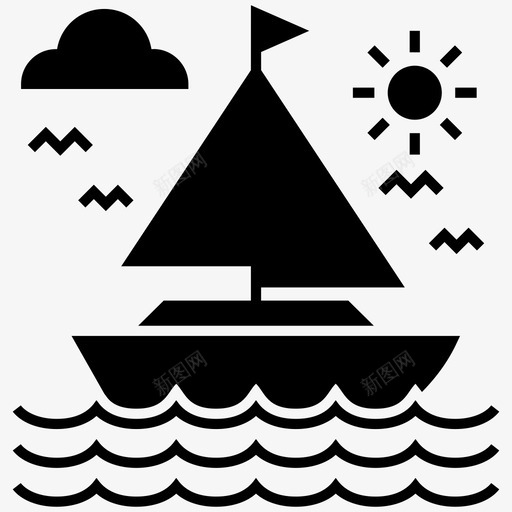 河流划船运河图标svg_新图网 https://ixintu.com 划船 河流 海洋 自然景观雕文图标包 运河 风景
