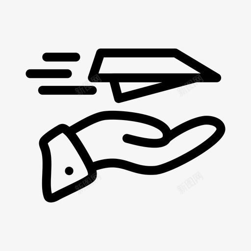手邮件纸飞机图标svg_新图网 https://ixintu.com 商业元素和符号隐喻 手 手拿飞机 接收 纸飞机 邮件