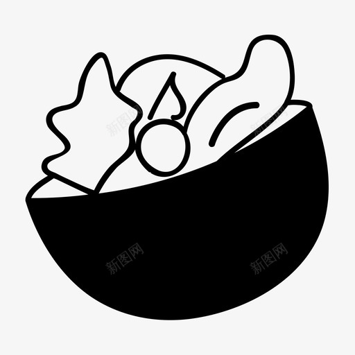 沙拉碗食物图标svg_新图网 https://ixintu.com 手绘 沙拉 碗 绿色 食物