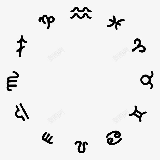 十二宫圆占星术历法图标svg_新图网 https://ixintu.com 十二宫圆 占星术 历法 年 星座 财富