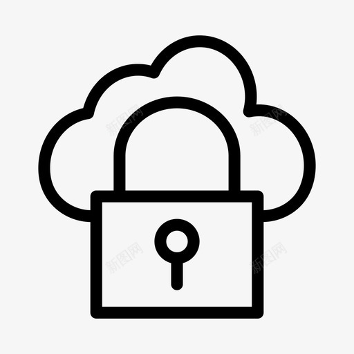 锁云私有图标svg_新图网 https://ixintu.com 云 保护 安全 私有 网络托管线图标 锁