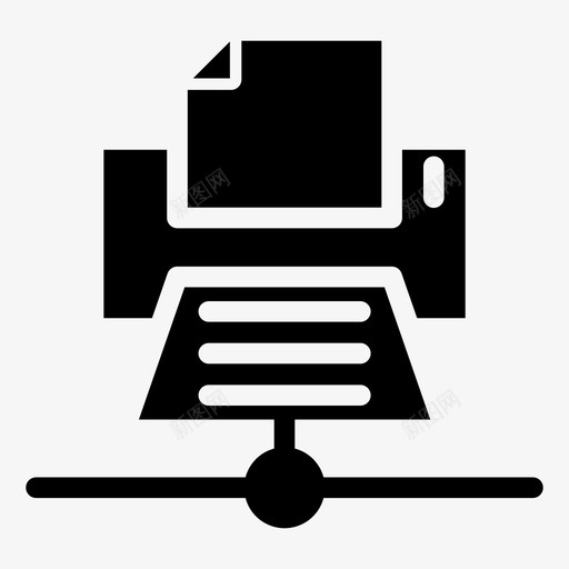 打印机传真纸张图标svg_新图网 https://ixintu.com 云计算字形图标 传真 共享 打印机 纸张