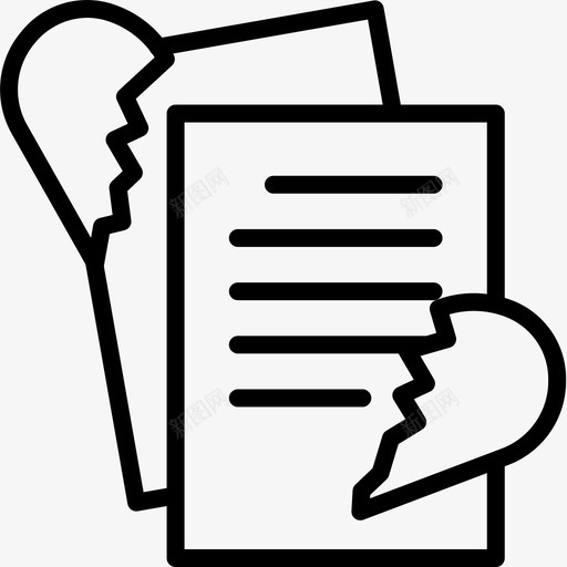 离婚文件分手纸图标svg_新图网 https://ixintu.com 分手 爱情破裂 离婚文件 纸