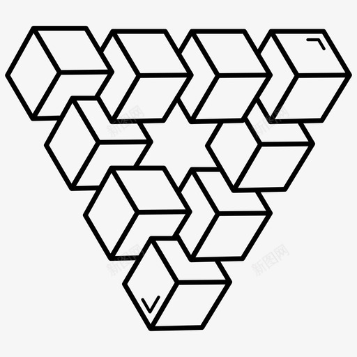 彭罗斯三角等距立方体视错觉图标svg_新图网 https://ixintu.com 三维效果 彭罗斯三角 等距立方体 视错觉