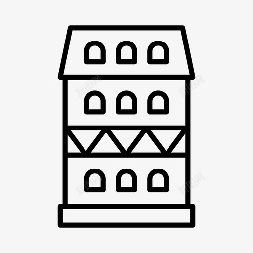 德国住宅建筑住宅图标svg_新图网 https://ixintu.com 住宅 城镇 建筑 德国住宅 村庄