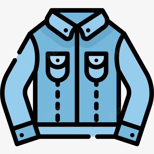 牛仔夹克衣服84线性颜色图标svg_新图网 https://ixintu.com 牛仔夹克 线性颜色 衣服84