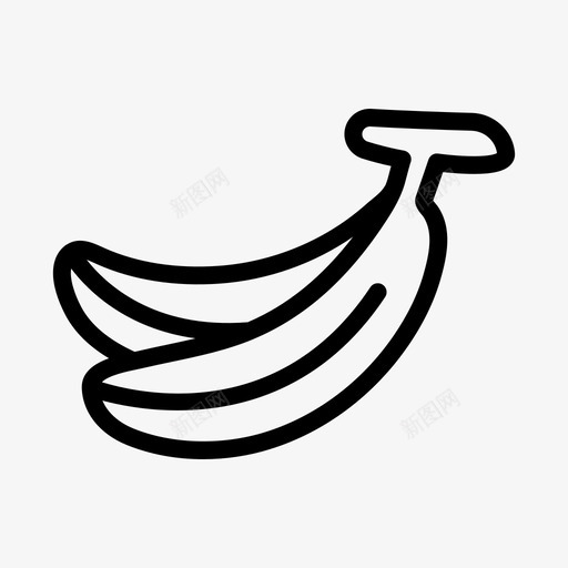 香蕉新鲜水果图标svg_新图网 https://ixintu.com 天然 新鲜 水果 水果轮廓图标集 香蕉