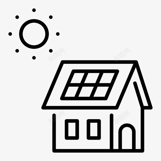 太阳能电池屋能源电力图标svg_新图网 https://ixintu.com 太阳能电池屋 拯救世界 电力 能源