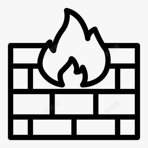 防火墙火焰防护图标svg_新图网 https://ixintu.com 云计算线路 安保 安全 火焰 防护 防火墙