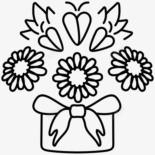 盒子里的花排列花束图标svg_新图网 https://ixintu.com 庆祝 排列 春天开花 束 盒子里的花 花束
