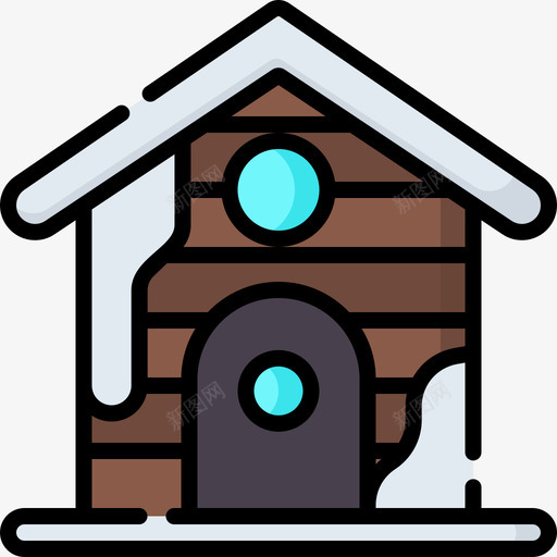 房子圣诞玩具10线性颜色图标svg_新图网 https://ixintu.com 圣诞玩具10 房子 线性颜色