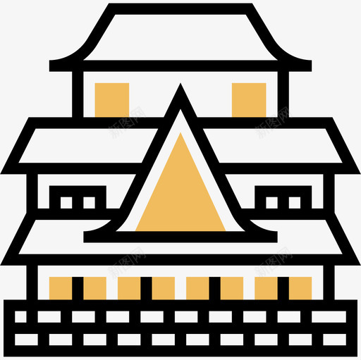 大阪城堡地标8黄影图标svg_新图网 https://ixintu.com 地标8 大阪城堡 黄影