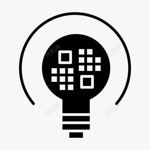 数据灯泡洞察力图标svg_新图网 https://ixintu.com 光 数据 数据科学和网络安全 洞察力 灯泡