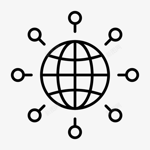 浏览器全局internet图标svg_新图网 https://ixintu.com internet web托管细线图标 世界 全局 浏览器 联机